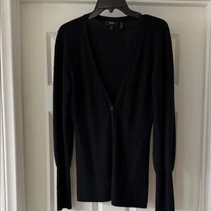 Theory Women's Balloon Sleeve Cashmere Black Cardigan